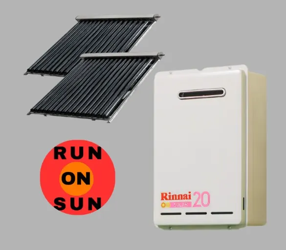 Run On Sun evacuated tube collectors with Rinnai 20 gas booster